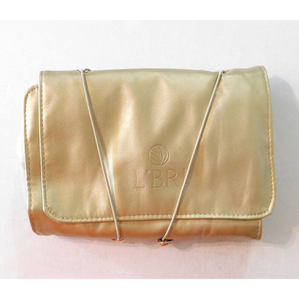 L'Bri Gold Cosmetic Bag Travel Organizer 4 Removable Mesh Makeup Pouches